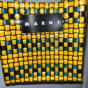 Marni Vibrant Yellow and Black Checkered Tote
